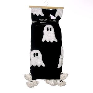 NWT Halloween Viral‎ Rachel Zoe Black and White Ghost Blanket with Tassels